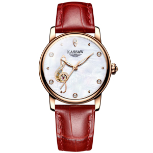 卡梭(KASSAW)手表女表自动机械表商务LOVE系列音符女士表时尚潮流镶钻皮带防水夜光K815L