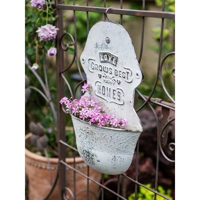 美帮汇铁皮挂桶吊盆花桶花盆 复古壁挂插花干花田园日式阳台