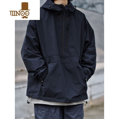 YANXU日系半拉链立领连帽冲锋衣外套男宽松机能潮牌情侣百搭纯色夹克秋