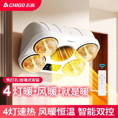 志高(CHIGO)壁挂式灯暖浴霸灯泡取暖器挂壁墙式卫生间浴室风暖免打孔