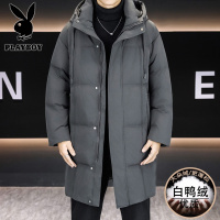 花花公子新款高品质冬季新款户外防寒服三防连帽中长款羽绒服男装夹克外套