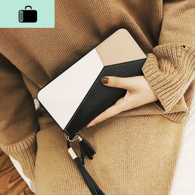 猫猫包袋钱包女2020新款韩版长款薄款卡包时尚学生拼接小钱包钱夹NEW LAKE