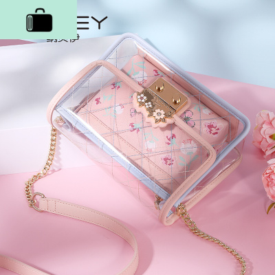包包2020新款潮果冻包时尚休闲百搭单肩女斜挎镭射仙女手提透明包NEW LAKE女斜挎包