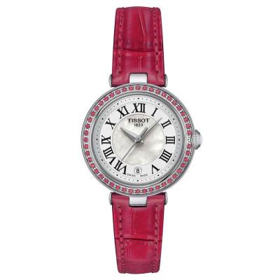 Tissot/天梭女士石英防水钻石刻度真皮表带商务时尚瑞士腕表