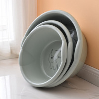 芳美达 加深加大洗脸盆家用塑料盆洗漱盆 小号中号大号 三件套 藏青绿