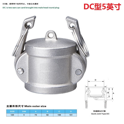 长川海比特不锈钢快速接头活接卡扣式直通气动管扳把式油管快装插接头4分-4寸 304DN125(5寸堵头母头) DC型