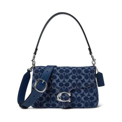 COACH托特包女款牛仔帆布单肩包可拆卸肩带轻便休闲手提包