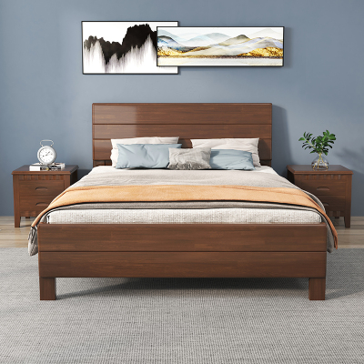 欧耐德 实木床员工宿舍酒店公寓卧室单双人床胡桃色1.2米