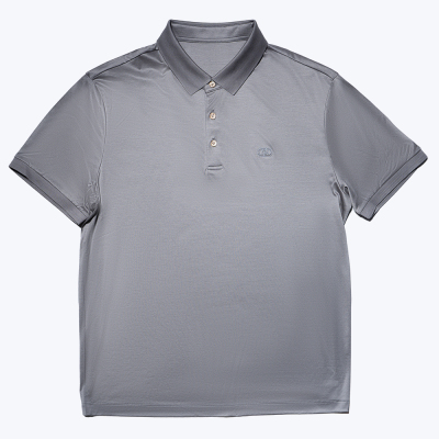 尘界舒适平纹长绒棉翻领纯色短袖商务休闲男装T恤衫