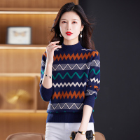 免费试穿 秋冬款短款毛衣女内搭春秋半高领针织打底衫女套头毛衣半高领条纹套头短款内搭针织打底衫上衣服打底衫显瘦洋气打底衫女