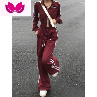 七斓时尚少女运动服套装复古宽松显瘦短款修身慵懒风卫衣套