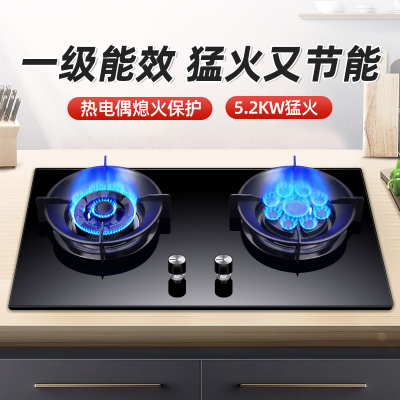 爱德(aide)5.0kw定时猛火灶一级能效节能省气炉灶煤气灶家用鸳鸯燃气灶九腔双眼灶 AB023液化气灶具