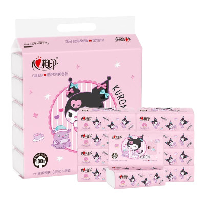 心相印手帕纸库洛米款40包*4层20片可湿水餐巾纸,4提800片大包装