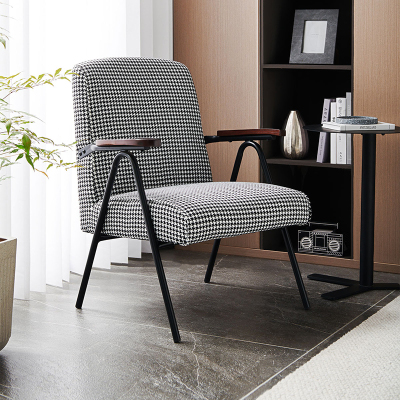 [休闲家具]全友家居 现代时尚单人椅 千鸟格布艺面料 高回弹海绵软包单人沙发椅