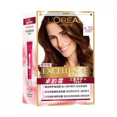 欧莱雅(LOREAL)卓韵霜三重养护护发染发霜#4.35(金红褐棕)(不伤发染发膏染发剂 遮白盖白 男女通用)