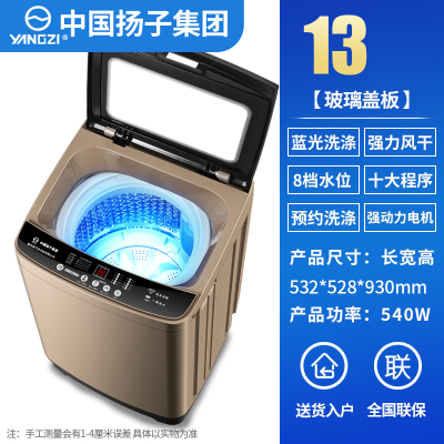 扬子(YANGZI)洗衣机全自动家用10公斤大容量租房用小型宿舍 13玻璃盖板蓝光洗涤