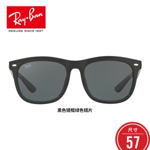 RayBan雷朋太阳镜墨镜男女款方形复古王嘉尔同款 简约眼镜0RB4260D 601/71 57 601/71黑色镜框绿色镜片尺寸57