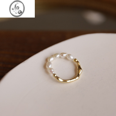 JiMi多重戴法淡水珍珠戒指女小众设计ins食指高级感时尚个性食指叠戴