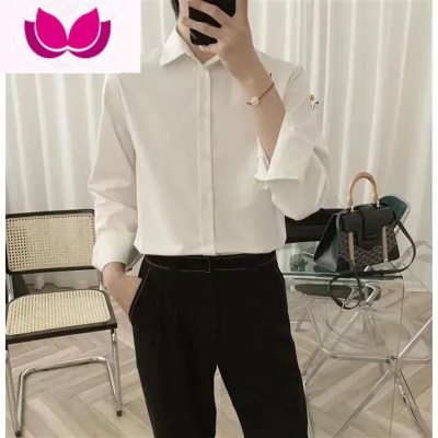 七斓冰丝坠感衬衫男长袖港风免烫潮ins宽松韩版潮流痞帅衬衣套装