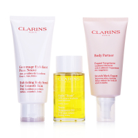 CLARINS娇韵诗孕妇三件套改善肤质增加肤质弹性减轻纹路淡化颜色抚纹霜175ml磨砂膏200ml妊娠纹护理油100ml