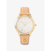 Michael Kors女士简约金框皮质表带商务时尚防水石英手表