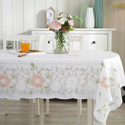 家柏饰(CORATED)pvc椭圆形餐桌布可折叠伸缩桌桌布防水防烫防油免洗蕾丝塑料台布