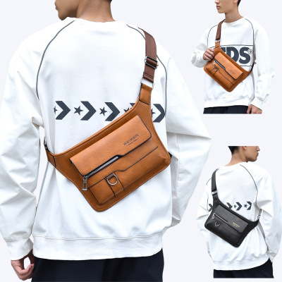 新款男式休闲大容量防泼水胸包高级感大容量男款斜挎包单肩包