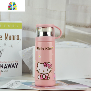 儿童保温杯 小学生喝水可爱简约水杯子女304不锈钢便携水壶带小盖 FENGHOU 500ml蓝叮当+杯套+礼品