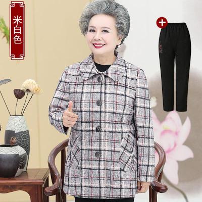 迪鲁奥(DILUAO)轻奢品质中老年女秋装格子开衫60岁70素雅奶奶装宽松老人衣服妈妈春80