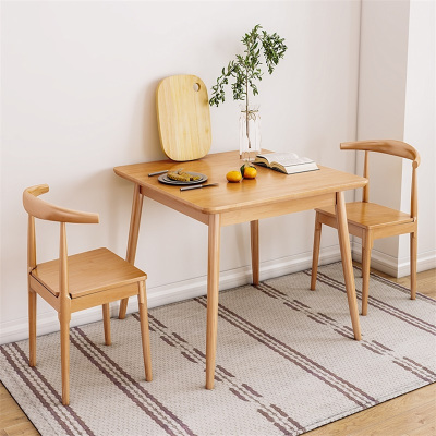 易企采 70*70CM一桌两椅 橡胶实木简约现代小方桌正方形洽谈北欧简易桌椅组合家用小户型餐桌