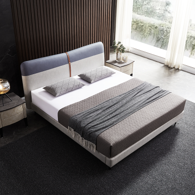 慕思现代简约布艺床主卧软包双人床科技布婚床 领结