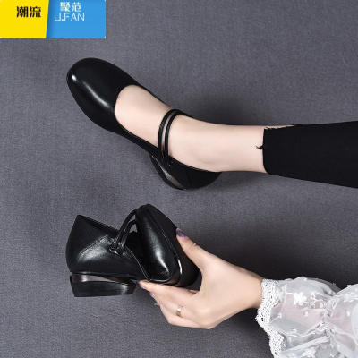聚范单鞋女夏2024新款软面浅口平底低跟圆头小皮鞋软皮软底女鞋