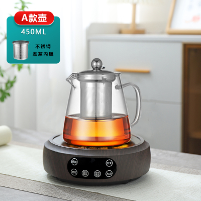 电陶炉煮茶 养生电磁炉 小巧家用电陶茶炉围炉煮茶不挑壶加热炉 迷你煮茶炉[木纹色炉子+A款玻璃壶套装]