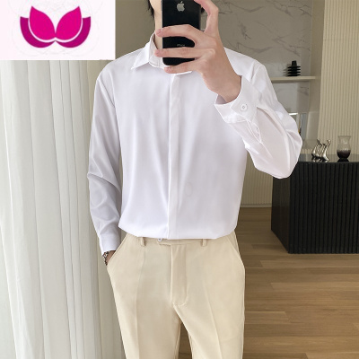 七斓春季长袖衬衫男潮ins免烫皱垂感冷淡风轻熟休闲衬衣痞帅高级感