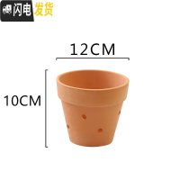 三维工匠红陶花盆吊挂泥瓦盆多孔粗陶加壁孔大口径兰花盆绿萝花盆吸水透气 12*10加8壁孔6个装 中等花盆容器