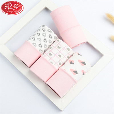 浪莎内裤女士纯棉中高腰短裤衩提臀收腹全棉裤裆年轻可爱卡通草莓学院风三角裤头4条