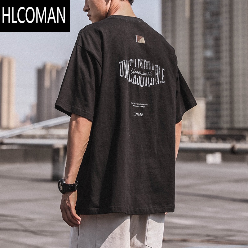 HLCOMAN短袖T恤男夏季新款潮流宽松半袖夏天日系潮牌体恤上衣服