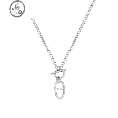 JiMiOT扣猪鼻子项链女不掉色轻奢小众轻奢高级感2023年新款银色锁骨链