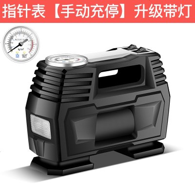 [补贴10%]车载充气泵12v汽车用小轿车轮胎打气泵小型便携式大功率电动气筒 指针表[手动充停]升级带灯+送充气嘴