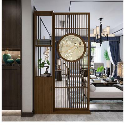 中式实木屏风隔断墙客厅创意玄关置物架办公室内家用定制座屏栅栏 120cm*220cm高*24cm厚