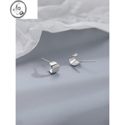 JiMi925银银几何耳钉女2022年新款潮耳骨钉小众耳环耳饰夏季