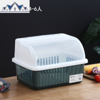 装碗筷收纳盒放碗箱沥水碗架厨房家用带盖碗盆碗碟置物架塑料碗柜 三维工匠