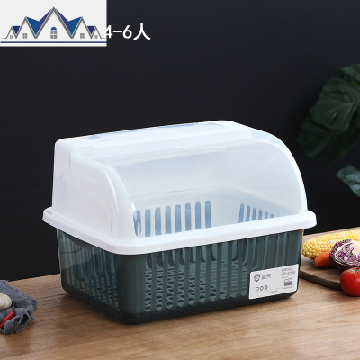 装碗筷收纳盒放碗箱沥水碗架厨房家用带盖碗盆碗碟置物架塑料碗柜 三维工匠