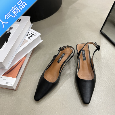 SUNTEK包头凉鞋女夏仙女风2023新款韩版温柔法式单鞋中跟气质尖头高跟鞋