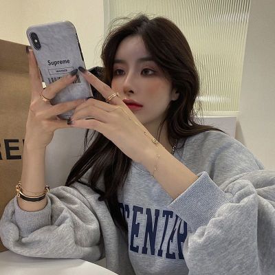 加绒圆领卫衣女冬季韩版女式休闲宽松上衣情侣装外套加厚T恤女装