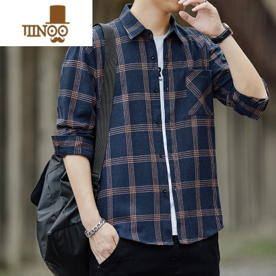 YANXU春季男士长袖日系宽松潮流衬衣韩版港风帅气休闲百搭外套