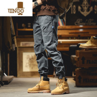 YANXU英伦雅痞工装裤男夏季潮牌宽松束脚2023款美式男士休闲长裤子