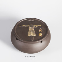 美帮汇紫砂烟灰缸茶具配件茶道茶洗茶渣桶陶瓷小号水盂笔洗茶桌摆件