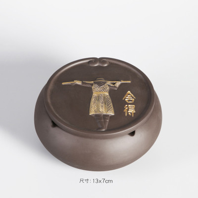 美帮汇紫砂烟灰缸茶具配件茶道茶洗茶渣桶陶瓷小号水盂笔洗茶桌摆件