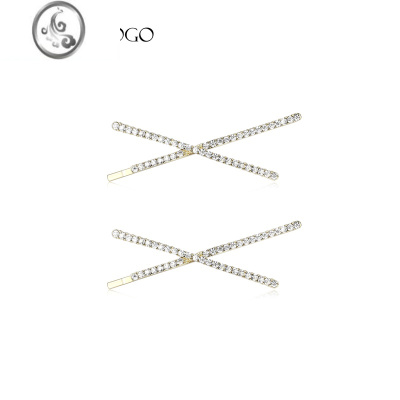 JiMi精致交叉金属一字发夹侧边夹ins潮气质流海夹发卡后脑勺夹子发饰